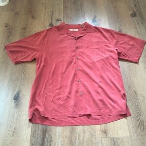 Tommy Bahama Mens Vintage XL Silk Button Up Coral